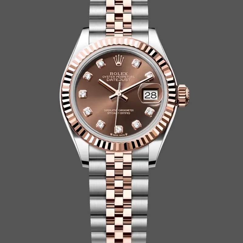 Rolex Datejust 28 Unisex 279171 Replica - Quadrante Marrone Lunetta Scanalata