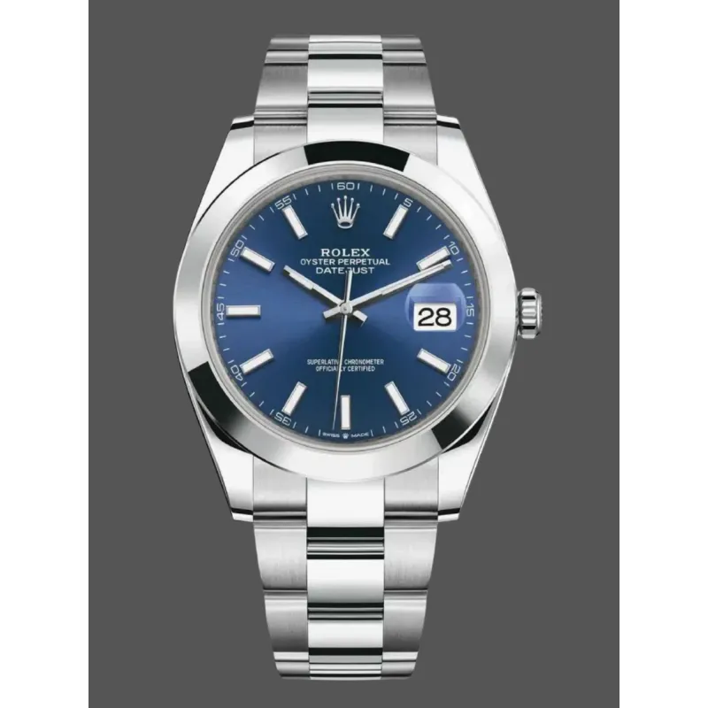 Rolex Datejust 126300 Replica - Quadrante Blu Lunetta Scanalata