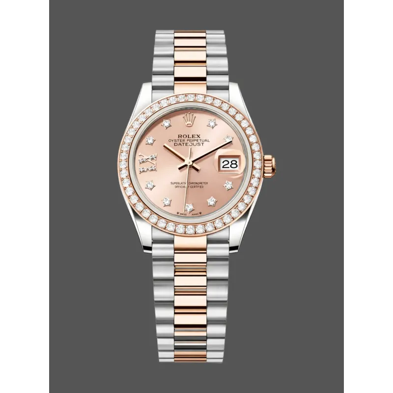 Rolex Lady-Datejust 28 Unisex 279381RBR Replica - Quadrante Rosa Lunetta con Diamanti