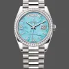 Rolex Day-Date 36 Unisex 128349RBR Replica - Quadrante Turchese Lunetta con Diamanti