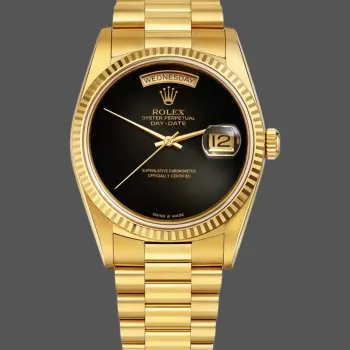 Rolex Day-Date 36 Unisex 18038 Replica - Quadrante Nero Lunetta Scanalata