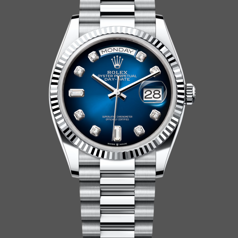 Rolex Day-Date Unisex 128236 Replica - Quadrante Blu Acciaio Inossidabile