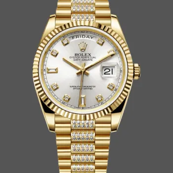 Rolex Day-Date 36 Unisex 128238 Replica - Quadrante Argento Lunetta Scanalata