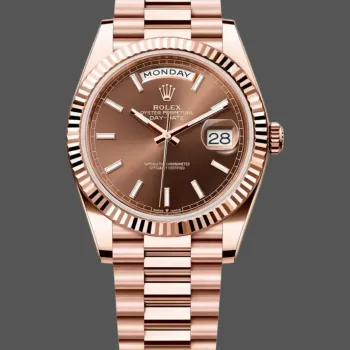 Rolex Day-Date 40 228235 Replica - Quadrante Cioccolato Lunetta Scanalata