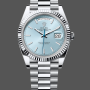 Rolex Day-Date 228236 Replica - Quadrante Blu Ghiaccio Lunetta Scanalata