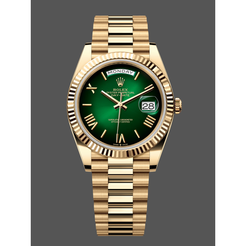 Rolex Day-Date 40 228238 Replica - Quadrante Verde Lunetta Scanalata