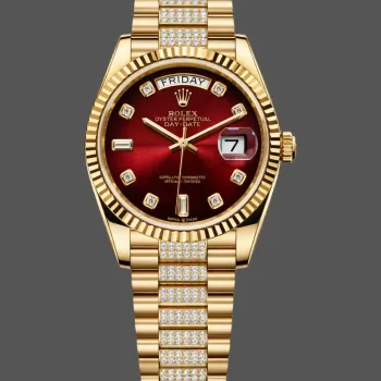 Rolex Day-Date 36 Unisex 128238 Replica - Quadrante Rosso Lunetta Scanalata