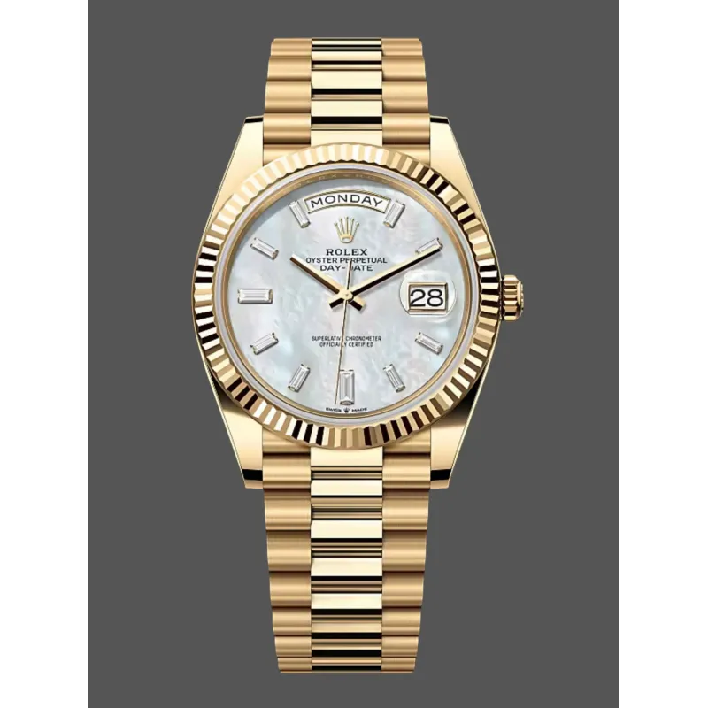 Rolex Day-Date 40 228238 Replica - Quadrante Madreperla Lunetta Scanalata