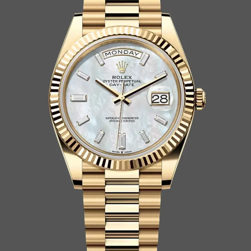 Rolex Day-Date 40 228238 Replica - Quadrante Madreperla Lunetta Scanalata