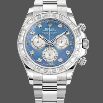Rolex Cosmograph Daytona 116589 Replica - Quadrante Blu Ghiaccio Lunetta con Diamanti