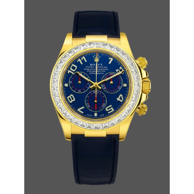 Rolex Daytona 116518 Replica - Quadrante Blu Lunetta con Diamanti