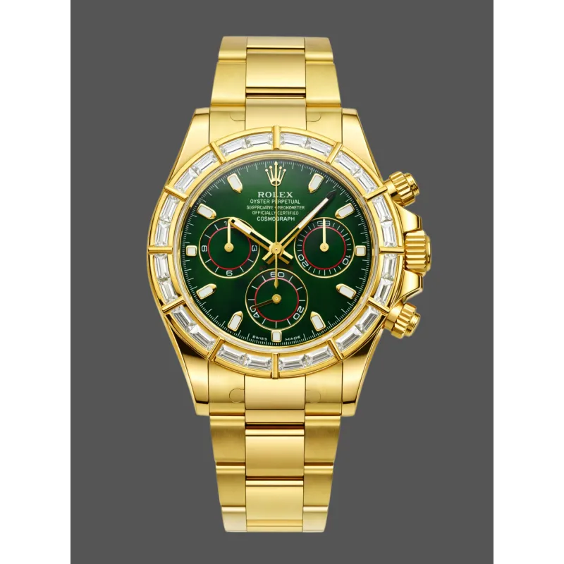 Rolex Daytona 116568BR Replica - Quadrante Verde Lunetta con Diamanti