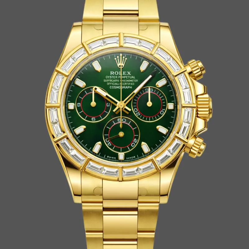 Rolex Daytona 116568BR Replica - Quadrante Verde Lunetta con Diamanti