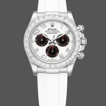 Rolex Cosmograph Daytona 116519 Replica - Quadrante Bianco Lunetta con Diamanti