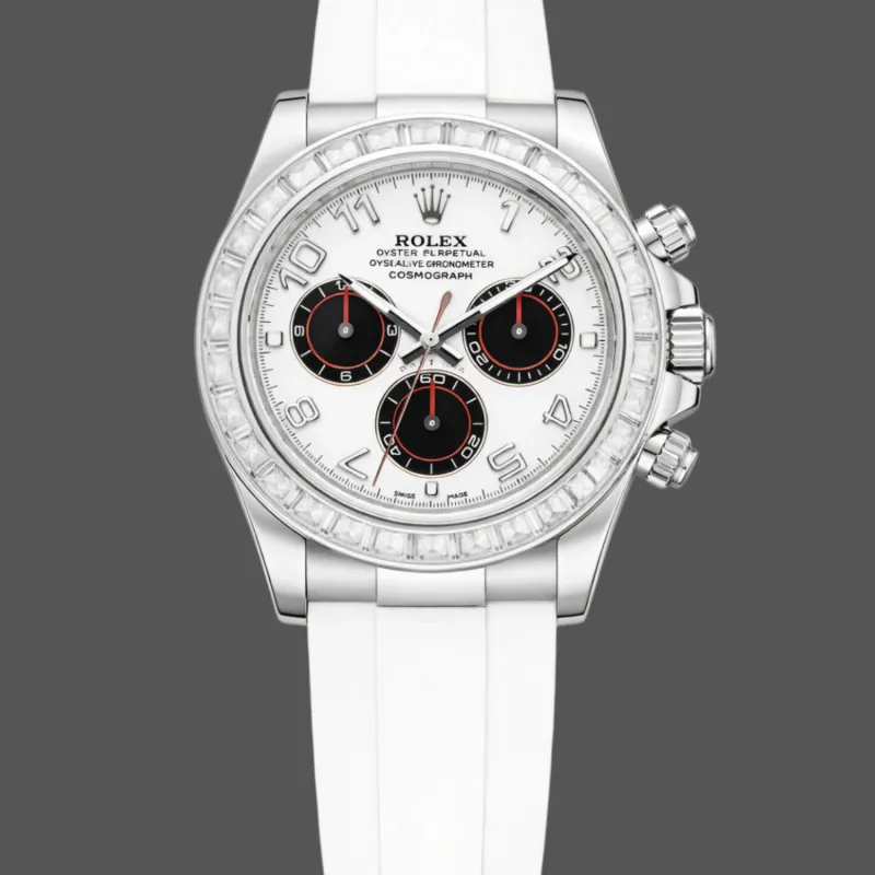 Rolex Cosmograph Daytona 116519 Replica - Quadrante Bianco Lunetta con Diamanti