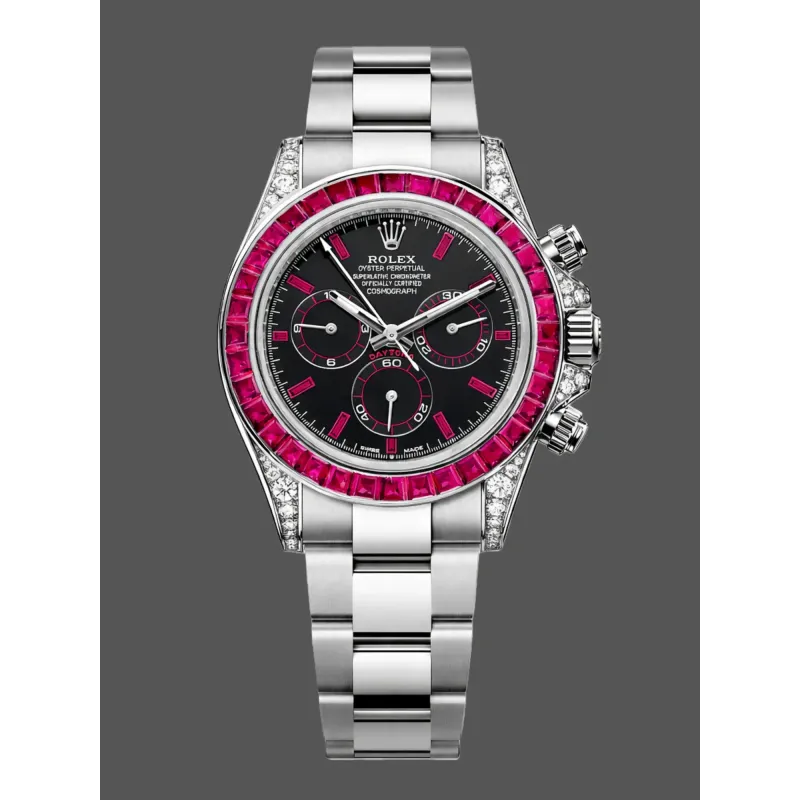 Rolex Cosmograph Daytona Ruby Bezel 126599TRU Replica - Quadrante Nero Bracciale Oyster