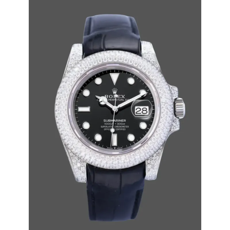 Rolex Submariner Hulk 116610 Replica - Quadrante Nero Lunetta con Diamanti