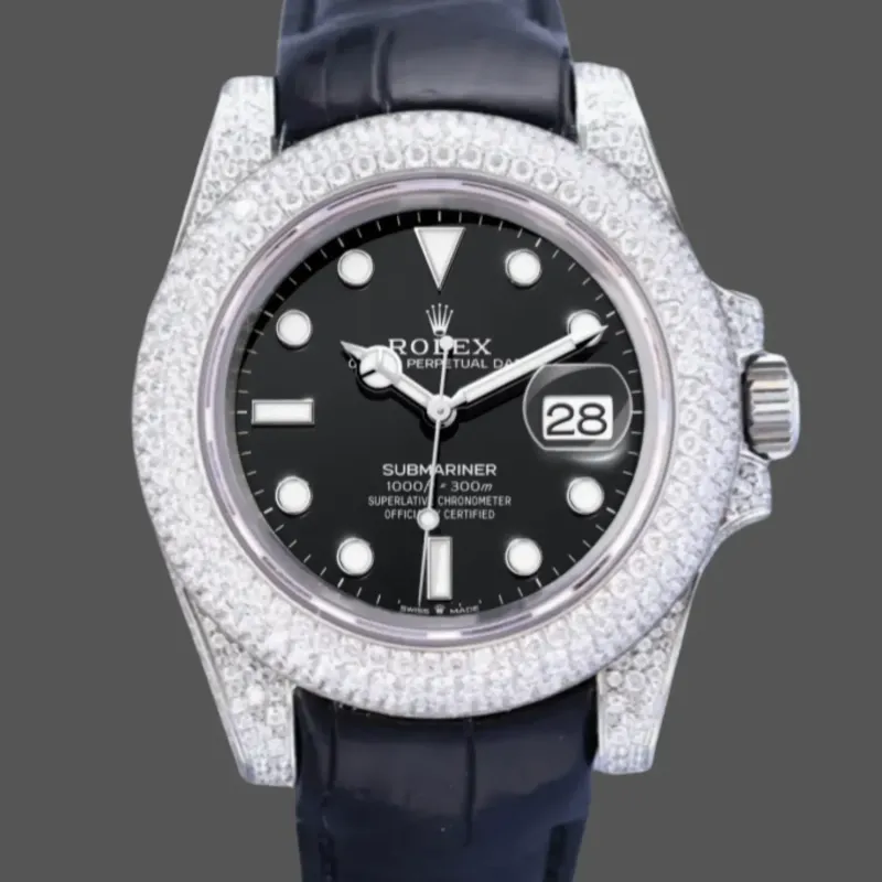 Rolex Submariner Hulk 116610 Replica - Quadrante Nero Lunetta con Diamanti