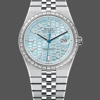 Rolex Land Dweller 127386 Replica - Quadrante Blu Ghiaccio Lunetta con Diamanti