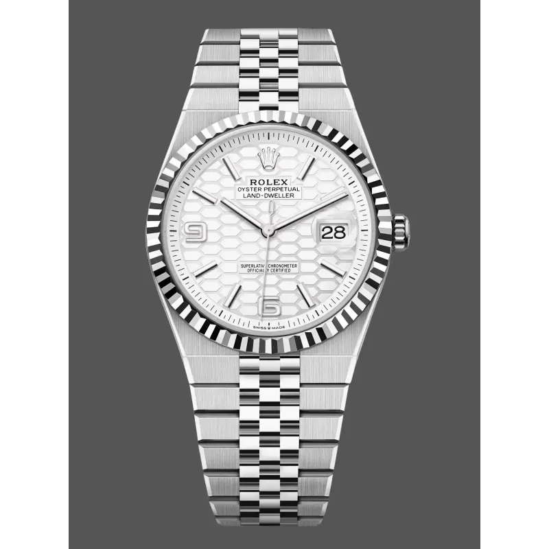 Rolex Land-Dweller 40 127334 Replica - Quadrante Argento Lunetta Scanalata