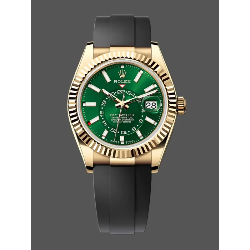 Rolex Sky-Dweller 336238 Replica - Quadrante Verde Lunetta Scanalata