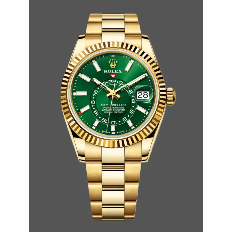 Rolex Sky-Dweller 336938 Replica - Quadrante Verde Lunetta Scanalata