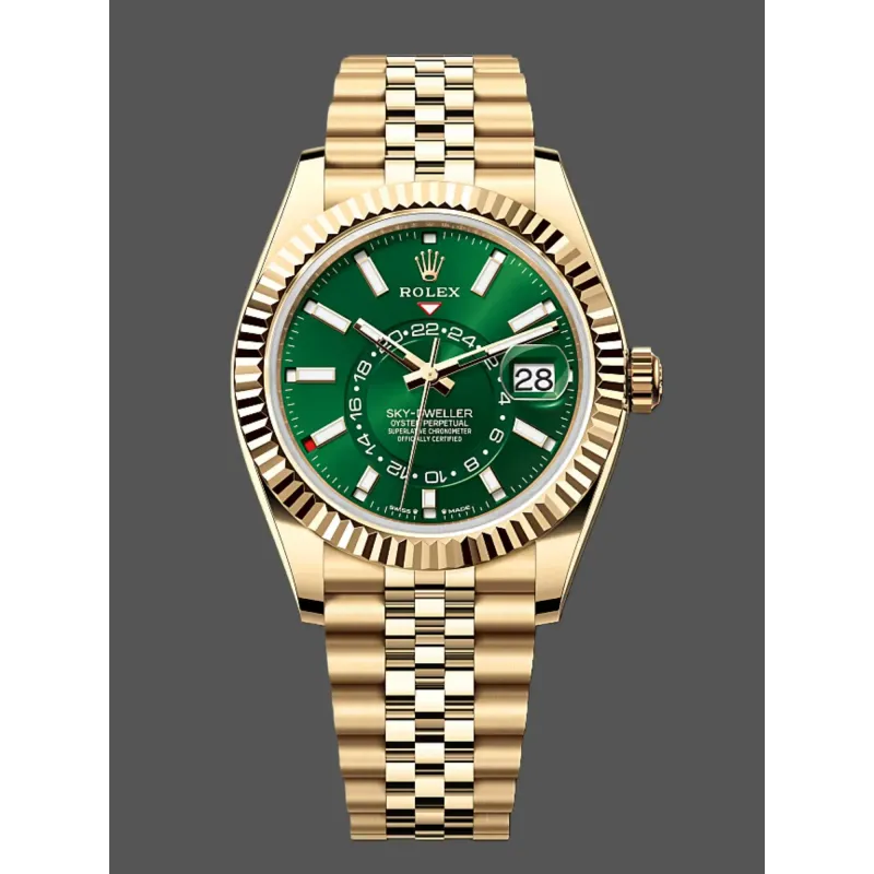 Rolex Sky-Dweller 336938 Replica - Quadrante Verde Lunetta Scanalata