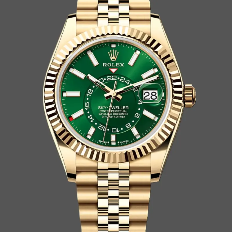 Rolex Sky-Dweller 336938 Replica - Quadrante Verde Lunetta Scanalata