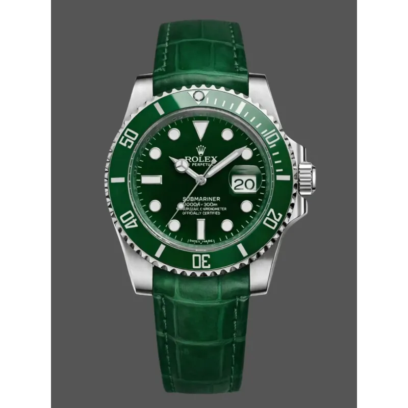 Rolex Submariner Date Hulk 116610LV Replica - Quadrante Verde Cinturino in Pelle