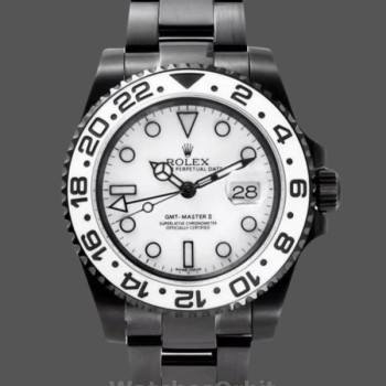 Replica Rolex GMT-Master II da uomo con rivestimento PVD/DLC nero e quadrante bianco Quadrante bianco in acciaio inossidabile
