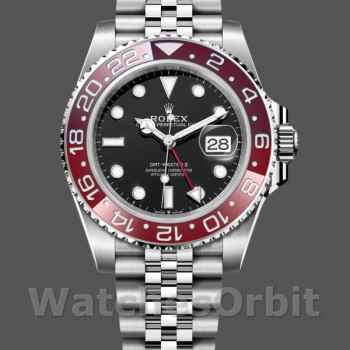 Replica Rolex GMT-Master II da uomo 126710BLRO Bracciale Jubilee con quadrante nero menta Quadrante nero