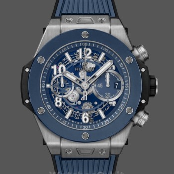 Replica Hublot Big Bang-421.NL.5170.RX, 44 mm, quadrante scheletrato blu opaco, Uomo
