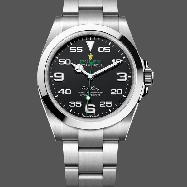 Replica Rolex Air-King 40 mm Uomo-116900-Acciaio inossidabile-Calendario arabo nero Blu