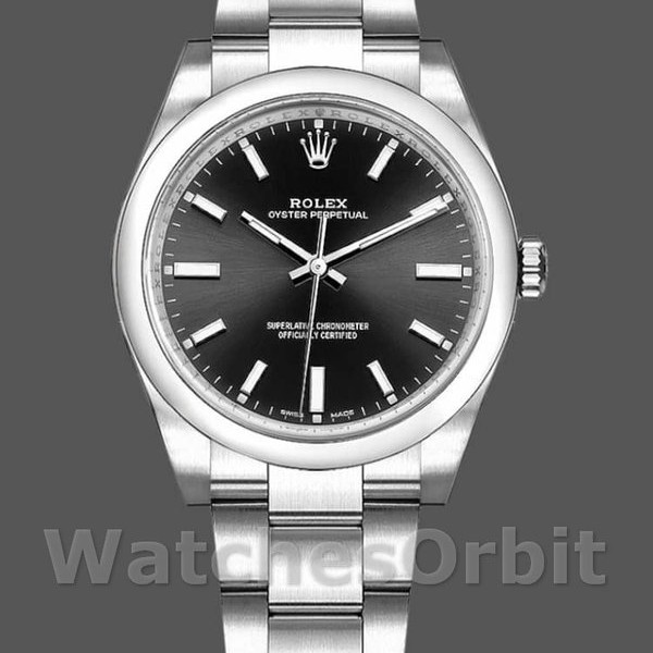 Replica Rolex Oyster Perpetual Air-King-114200, 34 mm, quadrante nero, Unisex Nero