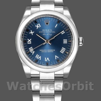 Replica Rolex Oyster Perpetual Air-King-114200 Unisex, 34 mm, quadrante blu, Unisex Blu