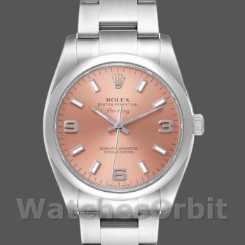 Replica Rolex Oyster Perpetual Air-King 114200-34mm, Quadrante Salmone, Unisex Salmone
