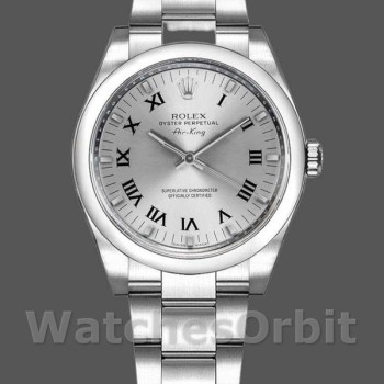 Replica Rolex Oyster Perpetual Air-King Unisex 34 mm Unisex-114200 - Quadrante argento Argento
