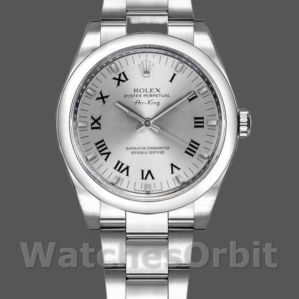 Replica Rolex Oyster Perpetual Air-King Unisex 34 mm Unisex-114200 - Quadrante argento Argento