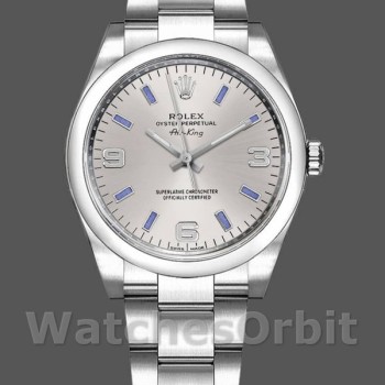 Replica Rolex Oyster Perpetual Air-King-114200 unisex, 34 mm, quadrante argento, unisex argento