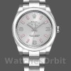 Replica Rolex Oyster Perpetual Air-King-114200 unisex, 34 mm, quadrante argento, pipistrello rosa, argento unisex
