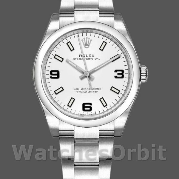 Replica Rolex Oyster Perpetual Air-King Unisex 34mm Unisex-114200-Calare bianco-Automatico Automatico: impermeabile a vita, svizzero: 30 metri, TOP: 100 metri