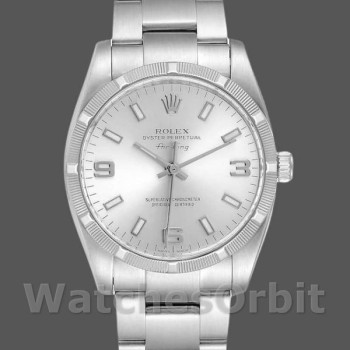 Replica Rolex Oyster Perpetual Air-King unisex 114210-34mm, Quadrante argento, Unisex Argento