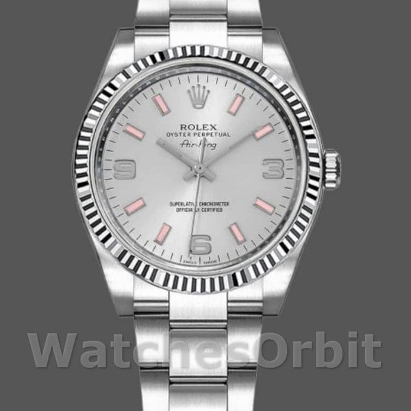 Replica Rolex Oyster Perpetual Air-King Unisex 34 mm Unisex-114234-Automatico-Comparto argento Argento