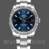 Replica Rolex Oyster Perpetual Air-King Unisex 34 mm Unisex-114234-Calrante blu-Ghiera scanalata in oro bianco Blu