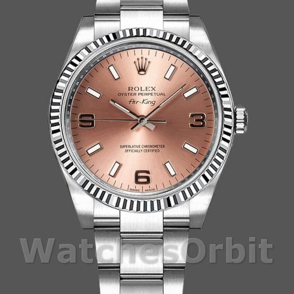 Replica Rolex Oyster Perpetual Air-King-114234 unisex, 34 mm, quadrante rosa, Unisex Rosa