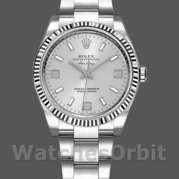 Replica Rolex Oyster Perpetual Air-King Unisex 34mm Unisex-114234-Comparto argento Argento