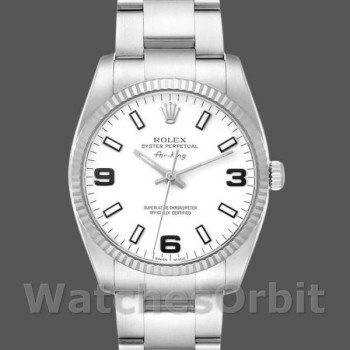 Replica Rolex Oyster Perpetual Air-King-114234 unisex, 34 mm, quadrante bianco arabo, unisex bianco