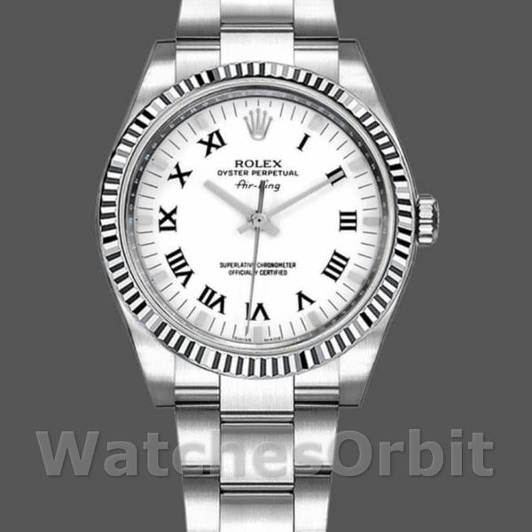 Replica Rolex Oyster Perpetual Air-King Unisex 34 mm Unisex-114234-Comparatore bianco Bianco