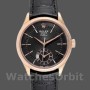 Replica Rolex Cellini Dual Time 39 mm Uomo-50525-Calrante nero-Cinturino in pelle nera Nero