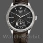 Replica Rolex Cellini Dual Time 39 mm Uomo-50529-Comparatore nero-Cinturino in pelle marrone Nero